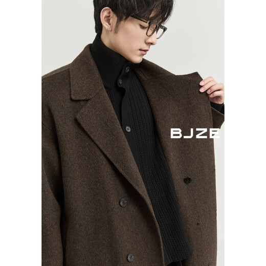 Earl Zall fake two-piece all-wool double-sided woolen coat men's medium-length commuter coat wilderness Maillard 2024 autumn and winter new style Night Frost Gray S 165