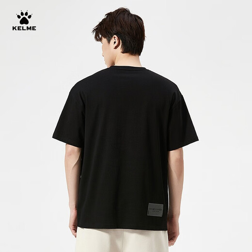 卡尔美（KELME） 短袖T恤男夏季新款纯棉宽松休闲短t足球潮流文化衫 9224TX1057 黑色 M