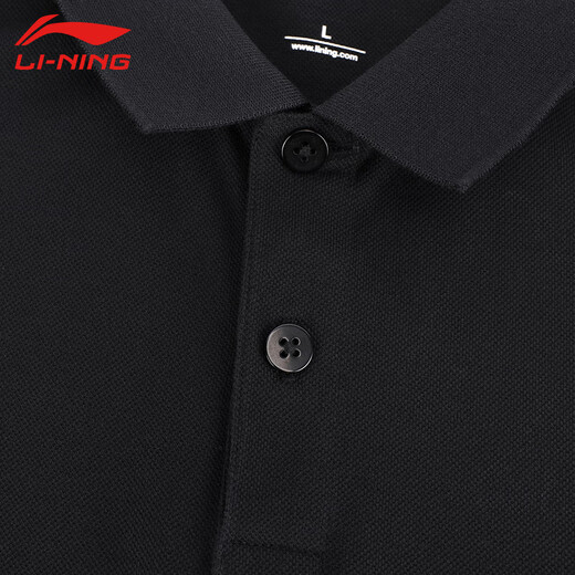 Li Ning (LI-NING) 2022 Sports Fashionable Comfortable Breathable Men's Short Sleeve POLO APLS069-1 Black 5XL