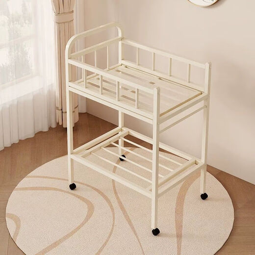 Floß -Kern -Baby -Operationstisch Windel Pflege schmiedeeisernen Rahmen bewegliche Babywechslerwindeln und ein neues Bad. Nude-Windel-Tisch der zweiten Schicht Milchkaffee liefert Matratze und Bettblock