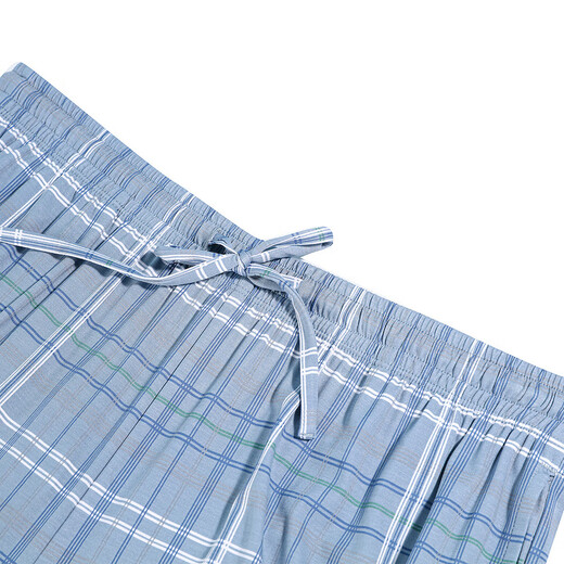 Aimer Men [gleiches Modell im Einkaufszentrum] 22SS genießen seidige Heimathosen Herren -Pyjama New Frühlings- und Sommer NS42F683 Hellblau Plaid YH5 L (170)