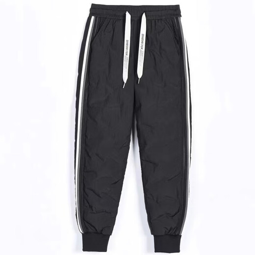 Warm Winter Duck Down Pants Women's Outerwear Winter 2025 New Thickened Harlan White Duck Down Fashionable Plush Cotton Pants Martin Boot Pants Black M 80-100Jin Jin is equal to 0.5 kg