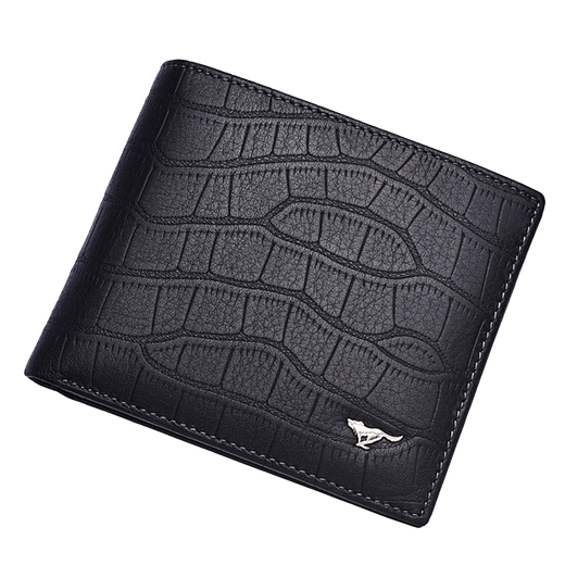 Sept Wolf Men's's Wallet Wallet Threet Full Full en cuir véritable en cuir bref Crocodile peut être placé sur le clip de permis de conduire Pure Couche de tête de coche Clip de billette