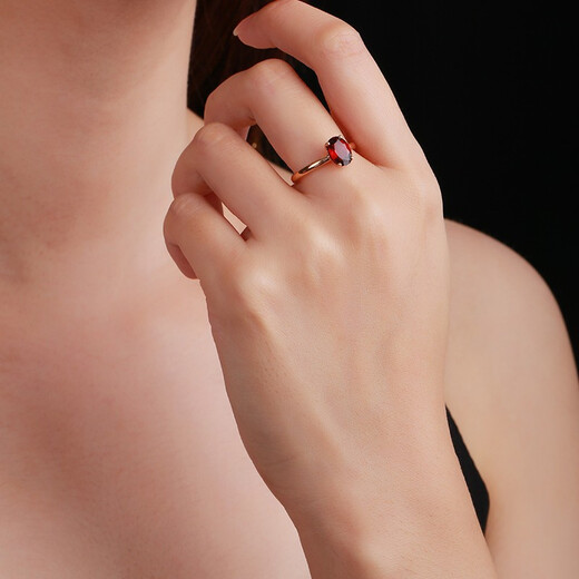 Tingliang 1.68 carat natural garnet ring 18K rose gold colored gemstone ring for your lover, ready for sale from 10th to 20th