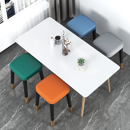 Chunshao Stool Home Chair Thickened Stackable Dining Chair Square Stool Modern Simple Bedroom Dressing Table Cosmetic Stool Living Room Light Gray Technology Cloth (Upgraded Thickened 45cm High)