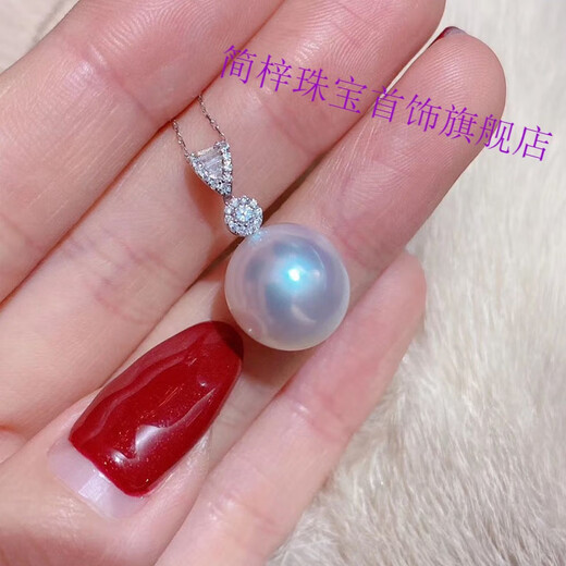 Jianzi's new white pearl, perfect round, strong light, flawless s925 silver banquet temperament, women's fashion, simple pearl pendant, gold pearl pendant