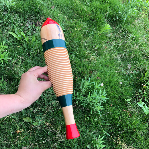 Orff Orff instrumento de percusión pez rana de madera zumbador de rana en forma de pez pez colorido rana instrumento musical material didáctico musical para jardín de infantes trompeta de 19,5 CM