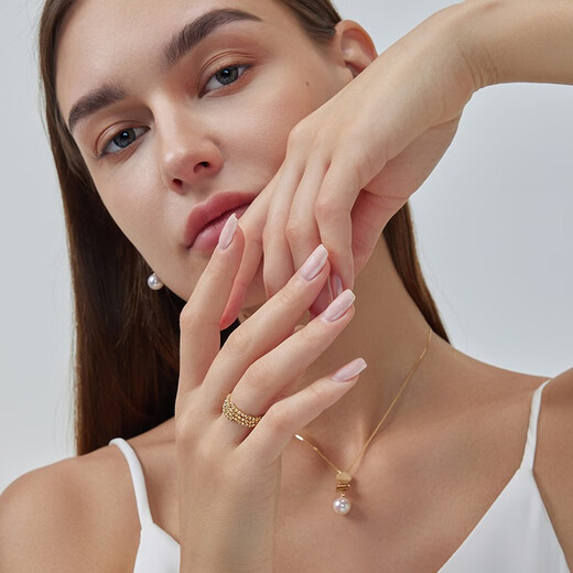 BEAUFINA jewelry 18K gold plain gold ring women's three-ring spring niche design hand jewelry gift 18K plain gold three-ring ring (K yellow)