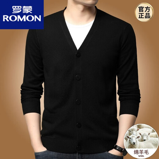 Romon (Romon) Frühlings- und Herbst Strickwoll-Strickjacke mit mittleren Altersmännchen mit langärmeligen V-Ausschnitt-Taste Pullover Jacke Grau K007 XL 175140-155jin [Jin ist gleich 0,5 kg]