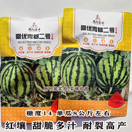 Ding Youyoudu No. 2 Watermelon Seeds, Sweet, Crisp and Juicy Kirin Melon Zaojia Red Flesh Heat-resistant Spring and Autumn Rock Sugar Crisp Original Pack of About 400 Tablets
