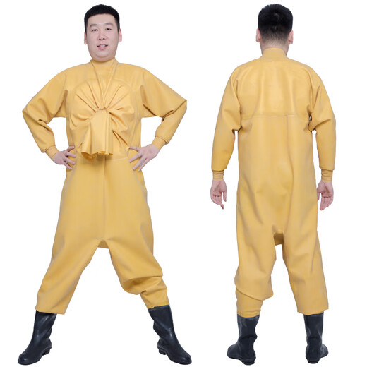Full body thickened rubber waders for fishing, catching fish, anti-electricity leather forks, digging lotus roots, wading, waterproof suits, jumpsuits, belly openings, one-piece waterproof fish catching, fishing leather forks, raincoats, wear-resistant and electricity-proof, rubber 100 silk black rubber cuffs, whole body (belly) 43