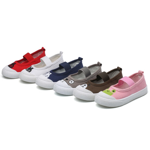 Xin Yueqing Kindergarten Indoor Shoes 2022 Spring and Summer New Girls Cloth Shoes Versatile White Shoes Soft Sole Comfortable Baby C05 Pink Frog 27 Inner Length 17.5cm