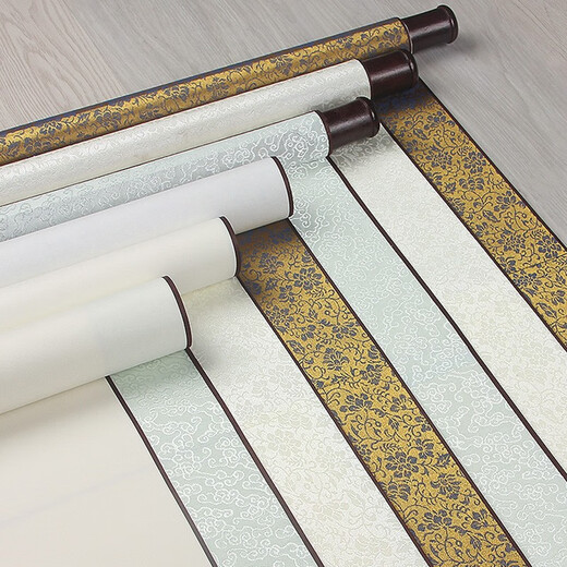 Finely mounted rice paper calligraphy blank scroll | Mounted calligraphy and painting white/antique painting core blank hanging scroll customized 4 feet by 4 feet 44 119cm hanging scroll golden orchid white painting core thickened high temperature damask buy 2 get 1 free