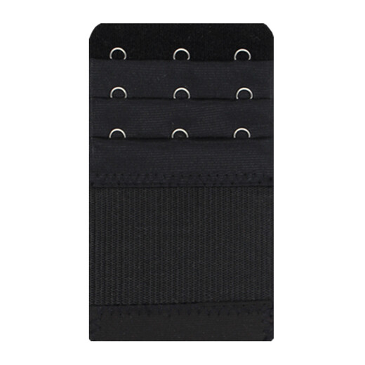 Ainuodeng elastic three-breasted underwear, extended buckle, bra extension buckle, bra-breasted buckle, back buckle, elastic buckle, black, elastic 3-row, 3-button, 1 piece