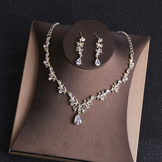 SHIBERMU Crown Crown Tiara Adulto Regalo para adultos de 18 años Accesorios de vestidos de novia atmosféricos de novia de 18 años Cumpleaños de tres piezas Gold (estilo de aguja de oreja)