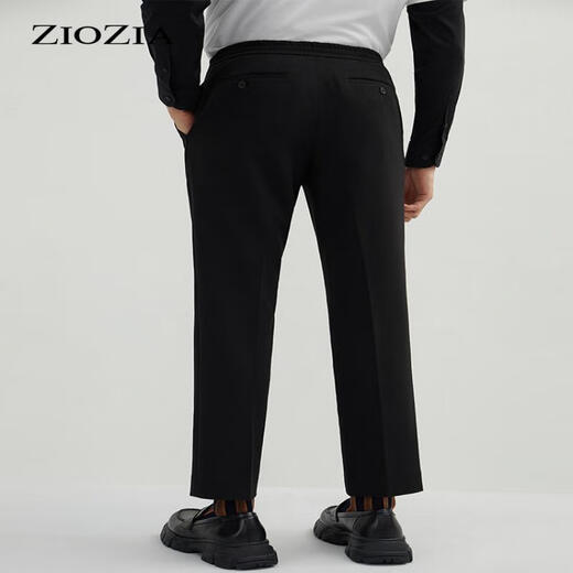 ZIOZIA【九牧王旗下】春季时尚休闲修身男士青年商务纯色长裤ZPP11162B 黑色 74/165 74A