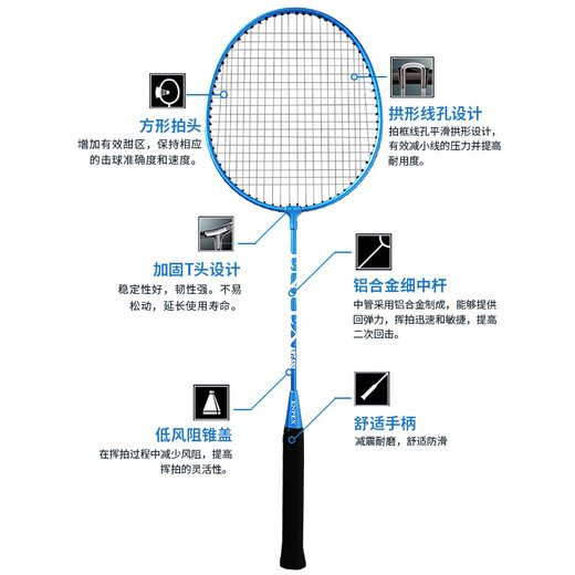 ENPEX乐士羽毛球拍双拍 耐打型学生成人对拍 ART-50  附101-3羽毛球
