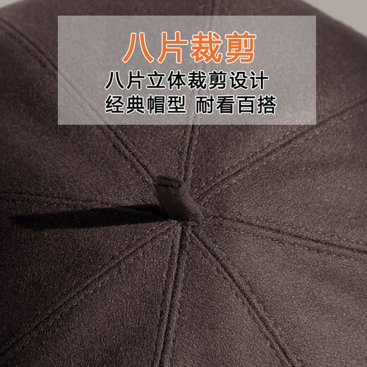 King of Hats Classic Octagonal Hat for Men Middle-aged and Elderly Old Hat Autumn and Winter Woolen Beret Painter Hat Dad and Grandpa Hat Brown Medium Size (57-58)cm