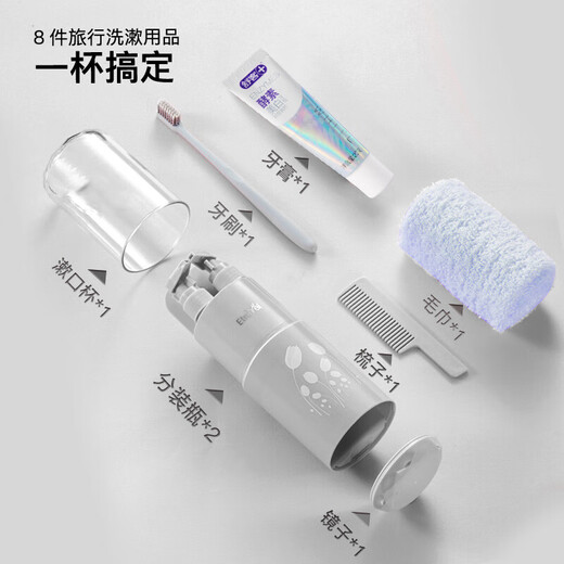 Etravel travel set, toiletry set, toiletry cup, business trip toiletry bag, toothbrush cup, portable refillable bottle, luxury 8-piece set