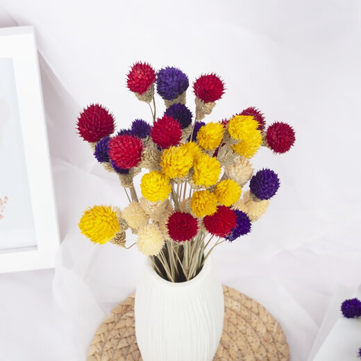 Dried flower bouquet, plant dried flowers, real flowers, immortal flowers, forget-me-not dried flowers, multi-color strawberry fruits, dried flowers, office living room coffee table, dining table display, decorative art flower arrangement, small bouquet, 12 red strawberry fruits (not including vase)