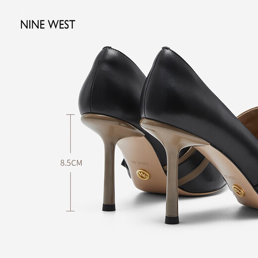 NINE WEST/High heels women's spring and autumn new European and American style urban commuter metal buckle color matching stiletto shoes black 34