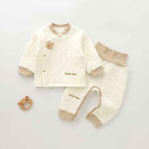 Tout le monde ne peut pas faire de bébé ensemble chaud, des vêtements de printemps et d'automne en coton, des sous-vêtements divisés, des vêtements pour bébé, un ensemble de deux pièces de printemps, de nouveaux produits de printemps et d'été, 3524-1, fleur en peluche, 73, 4-8 mois