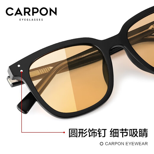Caponi GM brown sunglasses for men and women, high-end sunglasses, anti-UV driving glasses, can be equipped with myopia photochromic lenses, black frame cold tea lenses - 0 degree high-definition nylon lenses