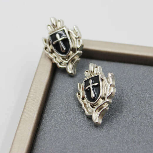Xifei men's mini lapel pin brooch dual-purpose alloy painting oil cross crown shield brooch suit shirt accessories a pair of crown and shield
