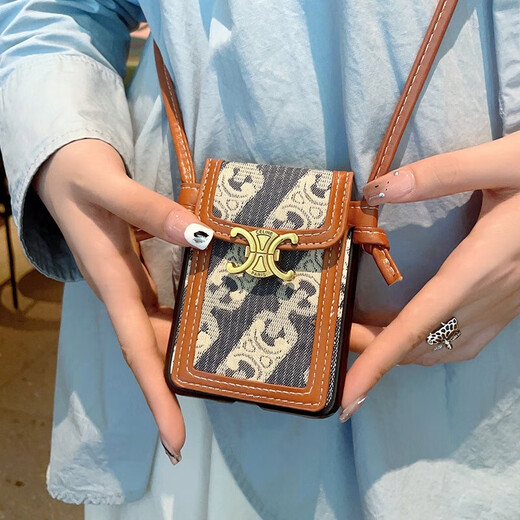 适用华为Pocket2手机壳潮牌pocket2挂绳高端个性防摔手机保护壳套 【潮牌蓝色+斜挎卡包】 华为Pocket2【帆布皮革】