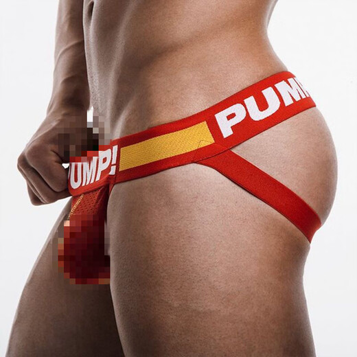 
Ins new trendy brand mesh men's underwear thong sexy breathable double thong transparent seductive couple red M
