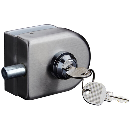 Glass door latch with key, frameless glass door without punching latch, bathroom toilet office latch, stainless steel color