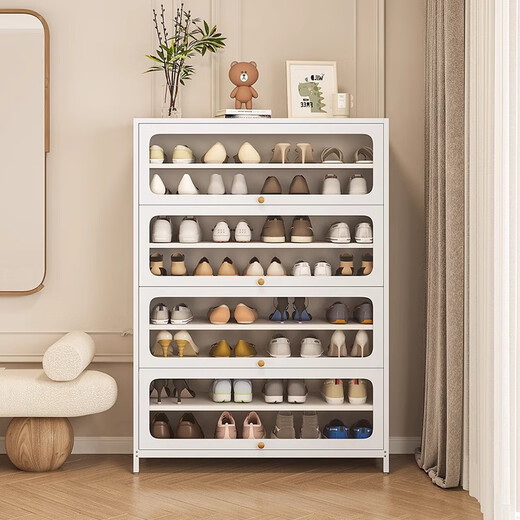 Yushili steel shoe cabinet household door glass door floor-standing multi-layer dustproof shoe rack entrance entrance large capacity storage shoe cabinet Titanium gray 5 door-10 floor-1695*800*350mm