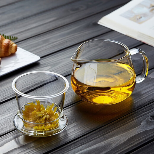 Shimi Le teapot heat-resistant glass teapot thickened glass tea set with spout tea cup tea set household kung fu tea set single pot 900ml