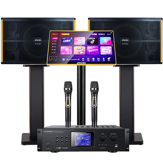 山水（SANSUI）PK-10专业大功率ktv卡拉OK音响K歌套装功放家用家庭点歌机唱K设备全套一体机商用会议舞台酒店音箱 10吋10喇叭音箱+功放+话筒+20吋3TB点歌机