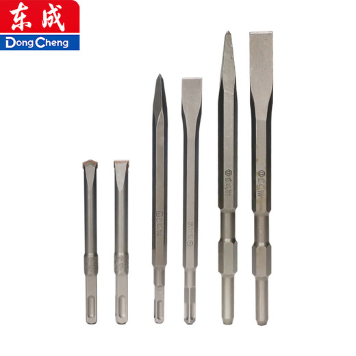 Dongcheng wall shovel king electric hammer drill square handle four-pit impact alloy chisel head concrete slotting 12-point flat chisel 12x130mm alloy flat chisel 10 pieces integrated