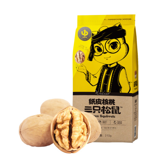Three Squirrels Original Paper Walnut Nut Roasted Seeds Snacks Aksu Local Specialty 210g/bag