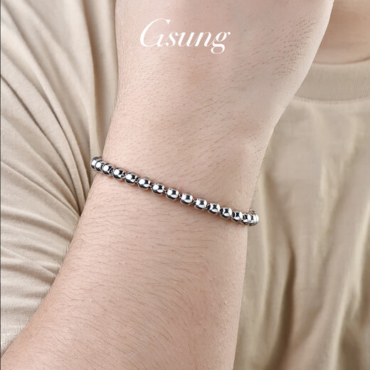 GsunG platinum Pt950 bracelet for men/women style light bead chain platinum classic fishhook clasp needs to be customized. Calculated based on the gold price of the day