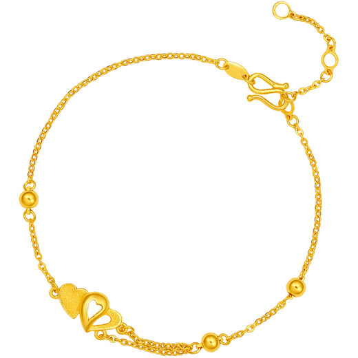 Saturday Fortune Gold Bracelet Women's Heart-to-Heart Pure Gold 999 Bracelet A0710571 Approximately 3.13g16+3cm Birthday Gift Price