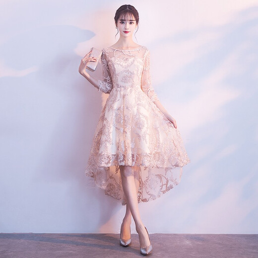 Seidler evening dress for women, banquet style, autumn short style, simple and elegant, noble lady, petite bridesmaid dress, short style XL