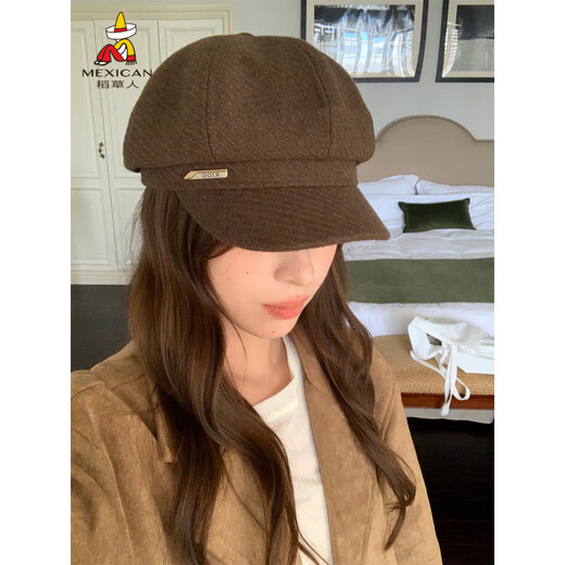 Scarecrow (MEXICAN) hat women's 2025 new autumn and winter octagonal hat beret hat fashionable face small color simple off-white one size adjustable
