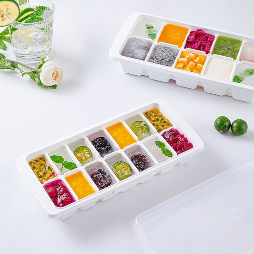 ASVEL ice cube mold, ice tray, frozen ice box, household ice cube making artifact, large food grade, imported from Japan, 14 grids (code A2309-09)
