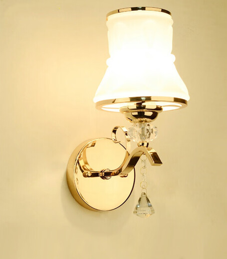
Bedroom wall light 2021 new master bedroom, a pair of living room background wall staircase aisle modern light luxury crystal bedside lamp 702 double-head warm light one piece