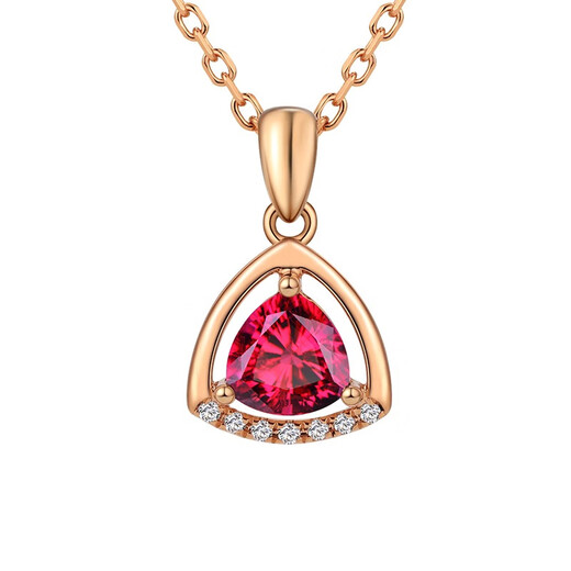 Laomiao 18k gold necklace garnet pendant women's colorful treasure as a Chinese Valentine's Day gift for girlfriend and mother (not including necklace) total weight about 1.25g