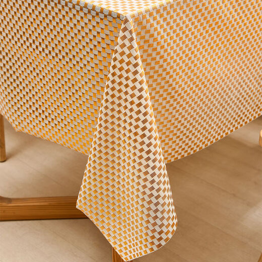 Yudou coffee table tablecloth waterproof, anti-scald and anti-oil dining table mat TV cabinet tablecloth tablecloth plastic bedside table cover rectangular peacock gold flower 135*220cm