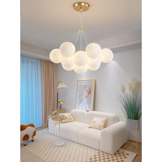 Yingtang Living Room Main Lights Restaurant Nordic Cream Style Moon Bubble Chandelier Children's Room Bedroom Lighting 9734-Black 7-Head Three-Color Lighting-Color Ball 15CM