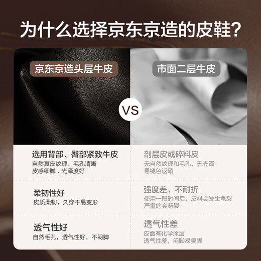 京东京造【万里行系列】男士三接头商务休闲正装鞋皮鞋婚鞋男黑色43