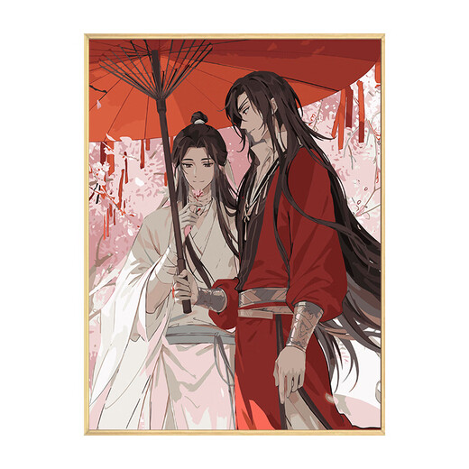 Shantoulin Village Tianguan blessed painting large number oil DIY filling coloring hand-painted original cartoon peripheral oil color decoration qx15885 60*70cm thick solid wood inner frame + exquisite outer frame (