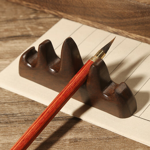 Meilin Penzhuang Wuzhishan pen pen rest mountain study four treasures brush calligraphy beginner student solid wood multi-functional pen holder paperweight ornament black catalpa wood pen holder popular products