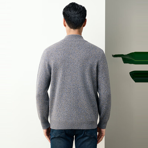 Hengyuanxiang [100% wool] cardigan men's autumn and winter new sweater thickened warm knitted needle cardigan jacket men's blue flower brown M /170/88A/M