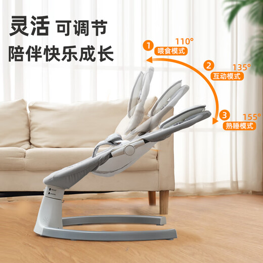 Beiyixiong Beeio Baby Liege 0-1 Jahre alte Baby-Schaukelstuhl Baby überreden Artefakt Elektro-Schaukelstuhl Neugeborene Geschenkbox Vollmond Geschenk Touchscreen Schlaflosen Shaker [Cartoon Grey]